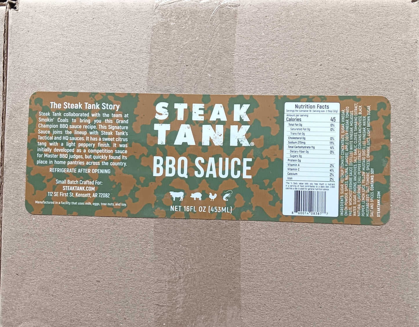 STEAK TANK BBQ SAUCE- 16 oz.  Case of 12