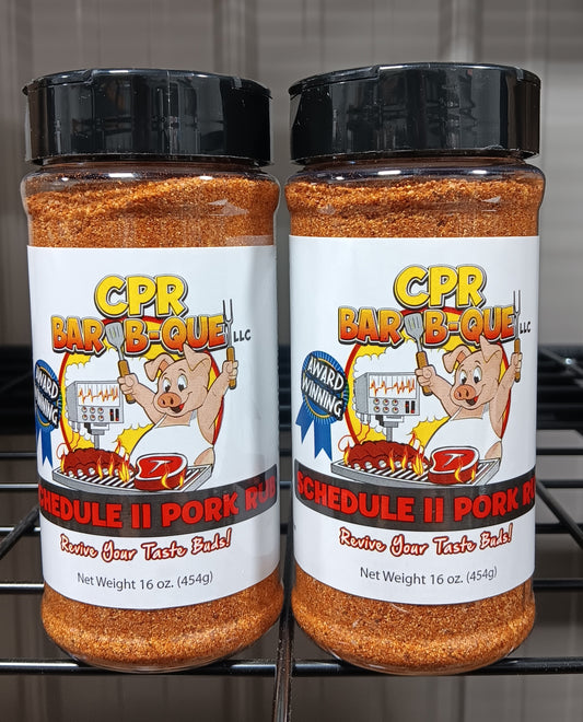 CPR BAR B-QUE SCHEDULE ll PORK RUB - 2- 10oz Shakers