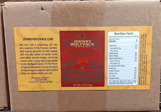 Johnny Wolfpack Chili Seasoning CASE (12-11oz Shakers)